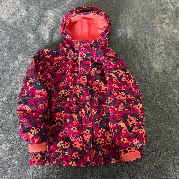 Columbia Girl's Interchange Winter Ski Floral Light Jacket Sz XXS 4-5 Omni Tech - Picture 1 of 12